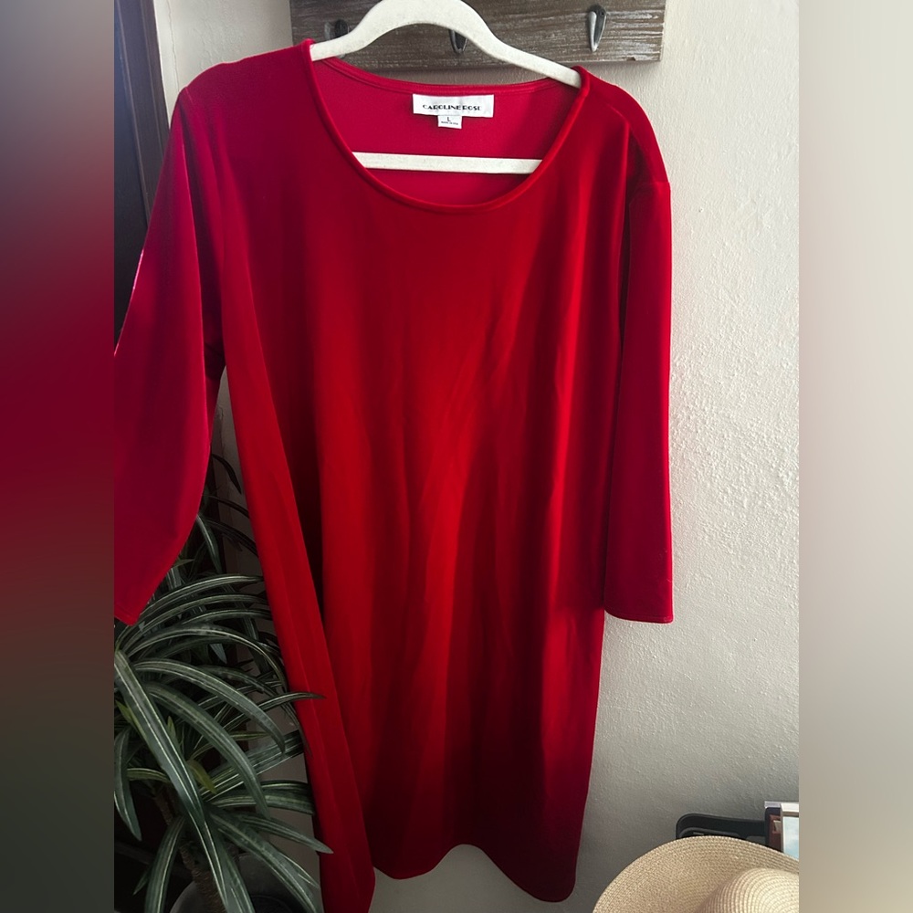 Caroline Rose Red Velvet Dress Size Large